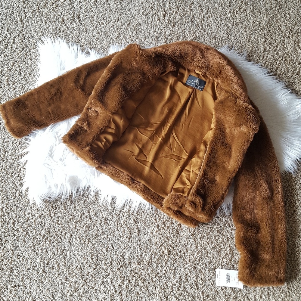 NWT Free People Brown Faux-Fur Mena Jacket - Picture 4 of 8